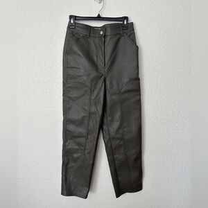 Aritzia Wilfred Free Olive Green Vegan Leather Cargo Pants Size 6